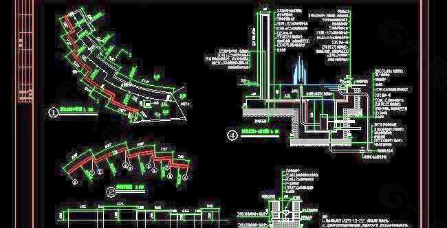 某景观景墙及喷泉施工设计图