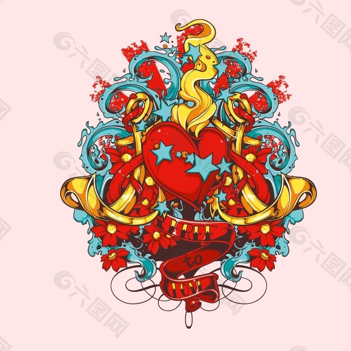 印花矢量图 几何 心形 星形 生活元素 免费素材