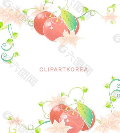 韩国植物花边边框矢量图05
