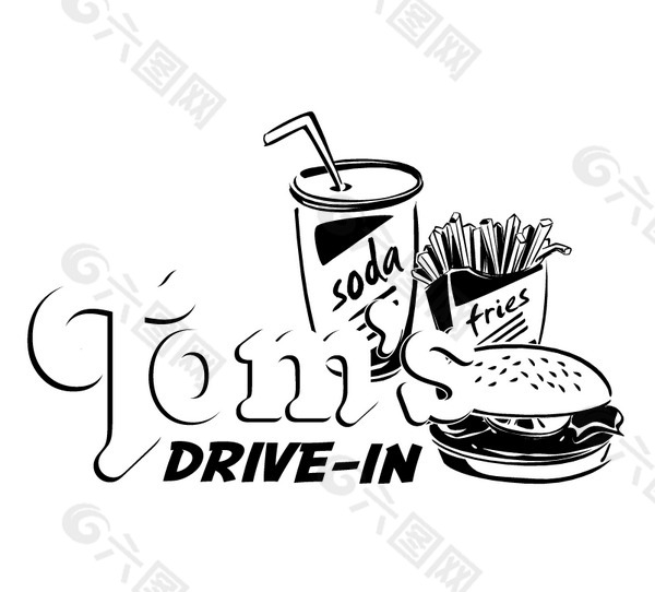 Tom_s_Drive-In logo设计欣赏 Tom_s_Drive-In咖啡馆LOGO下载标志设计欣赏