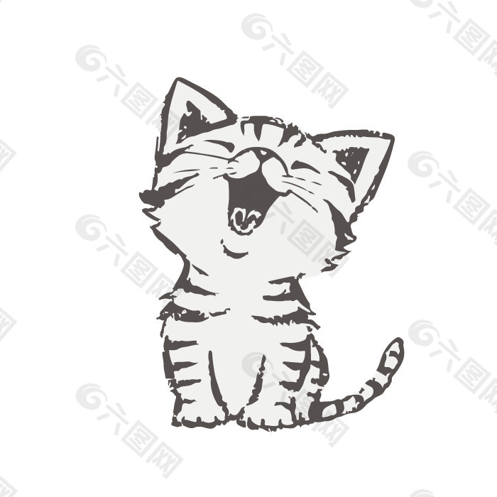 印花矢量图 艺术 手绘 动物 猫 免费素材
