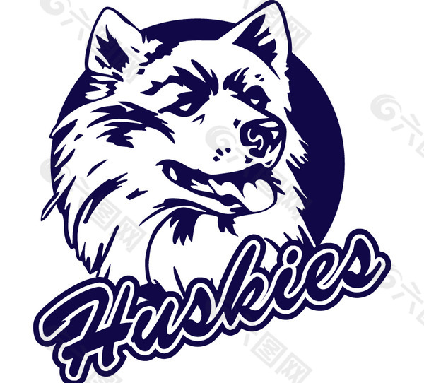 Connecticut_Huskies logo设计欣赏 Connecticut_Huskies学校LOGO下载标志设计欣赏