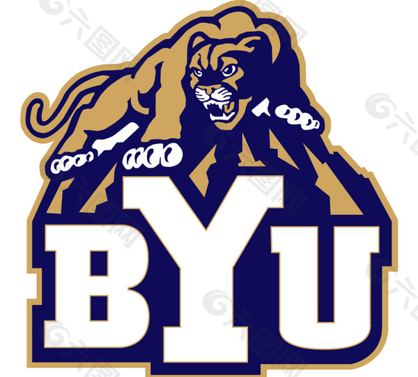 Brigham_Young_Cougars(1) logo设计欣赏 Brigham_Young_Cougars(1)学校标志下载标志设计欣赏