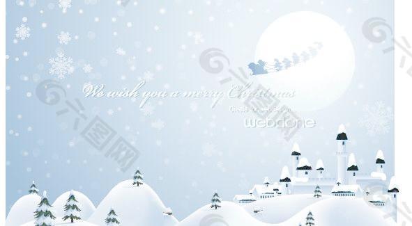 韩国下雪了圣诞节雪景矢量源码
