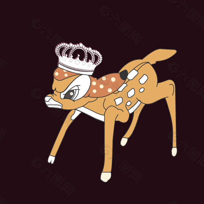 印花矢量图 卡通 卡通动物 鹿 小鹿斑比专题 免费素材