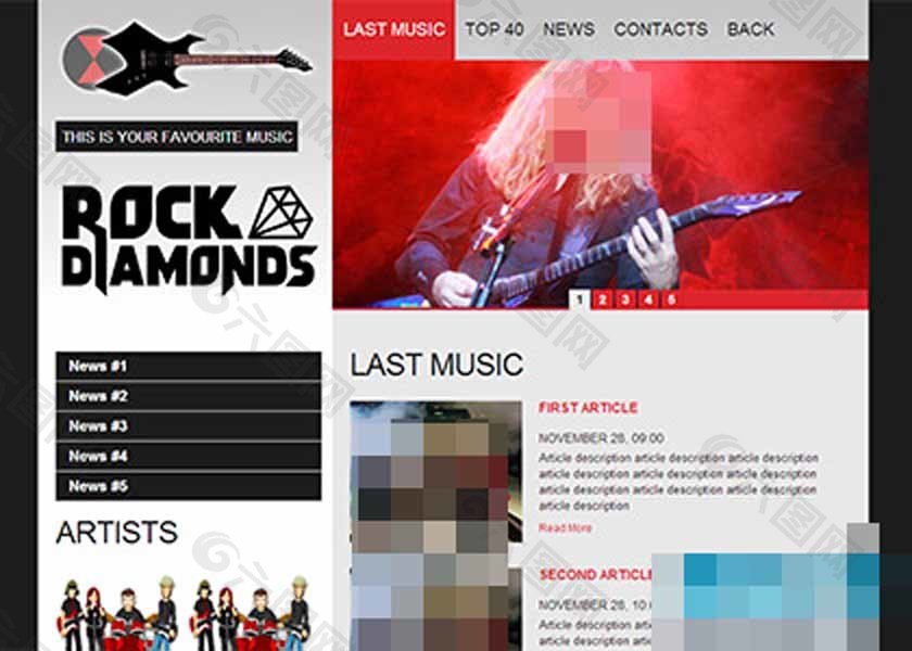 红黑系摇滚音乐乐队网站网站模板