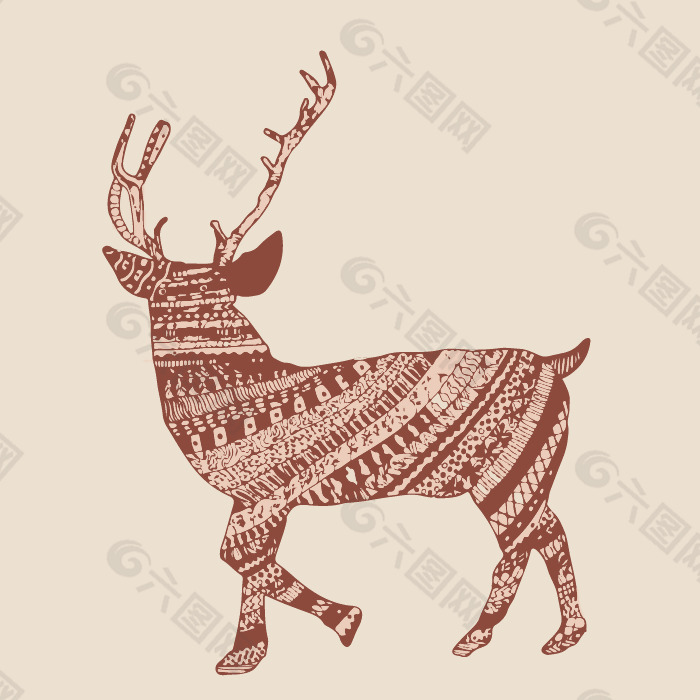 印花矢量图 填充面料 动物 麋鹿 女装 免费素材