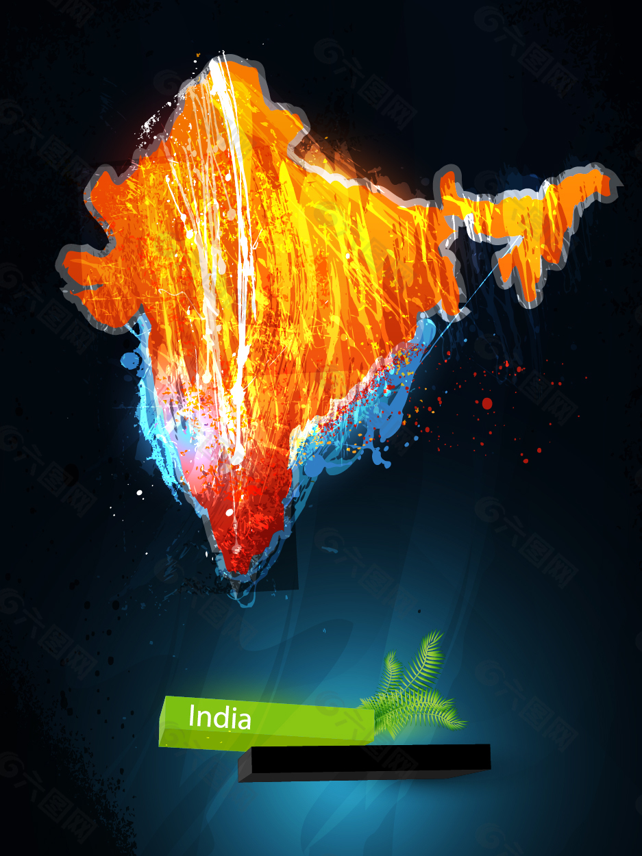 彩色地图INDIA