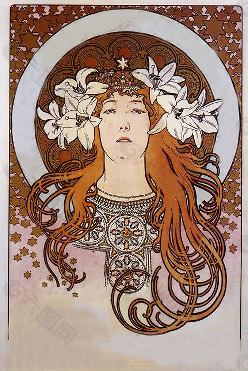 位图 插画师 Alphonse Mucha 免费素材