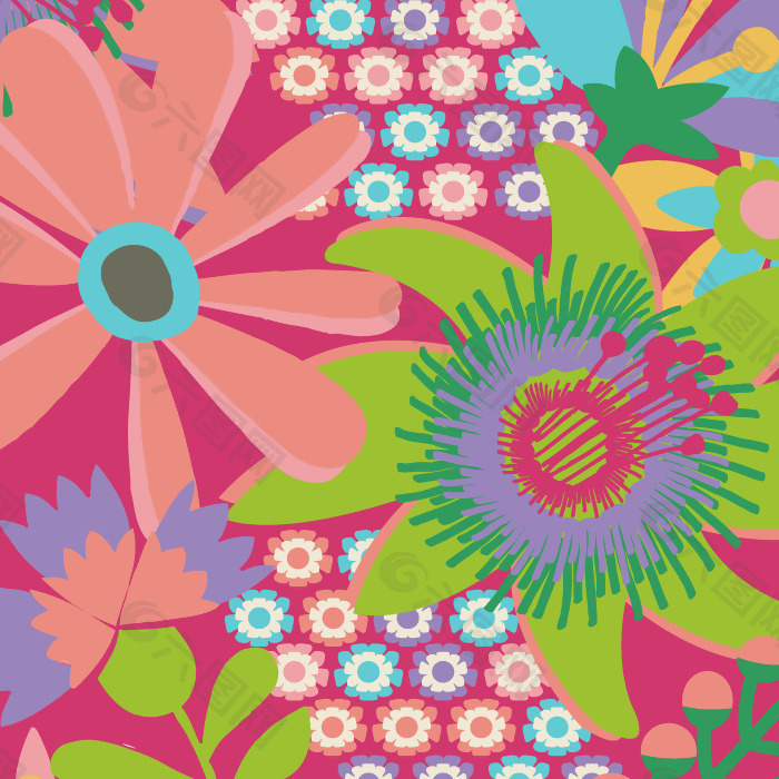 印花矢量图 植物 花朵 民俗风 免费素材