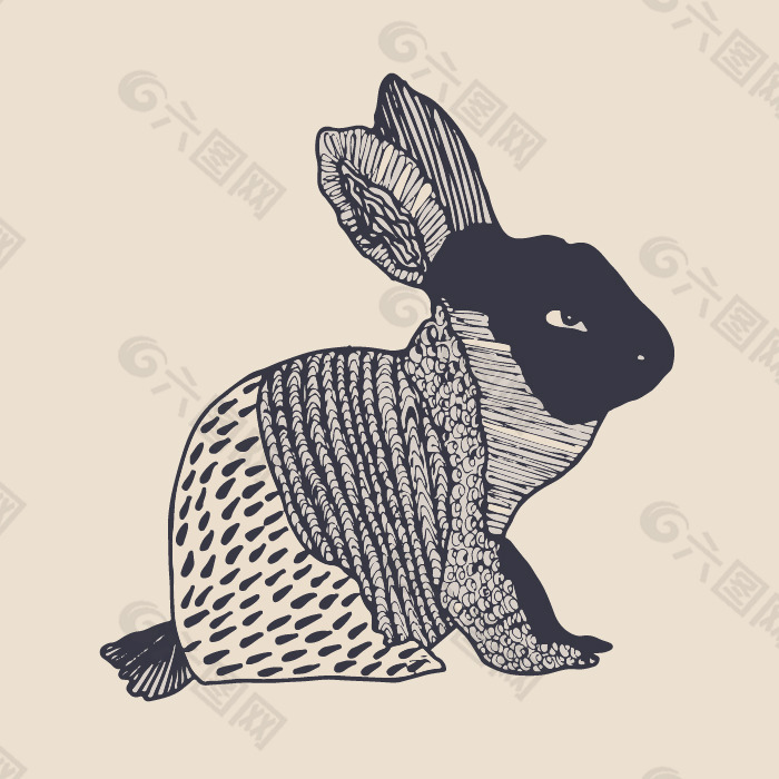 印花矢量图 填充面料 动物 兔子 女装 免费素材