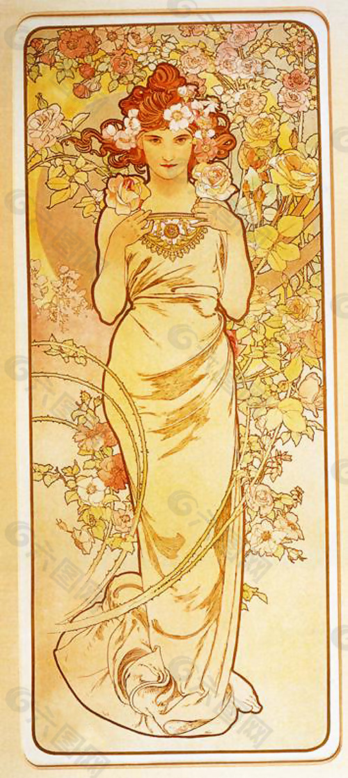 位图 插画师 Alphonse Mucha 阿方斯·慕夏 免费素材