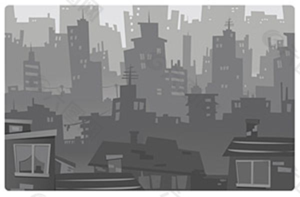 灰色城市景观矢量素材
