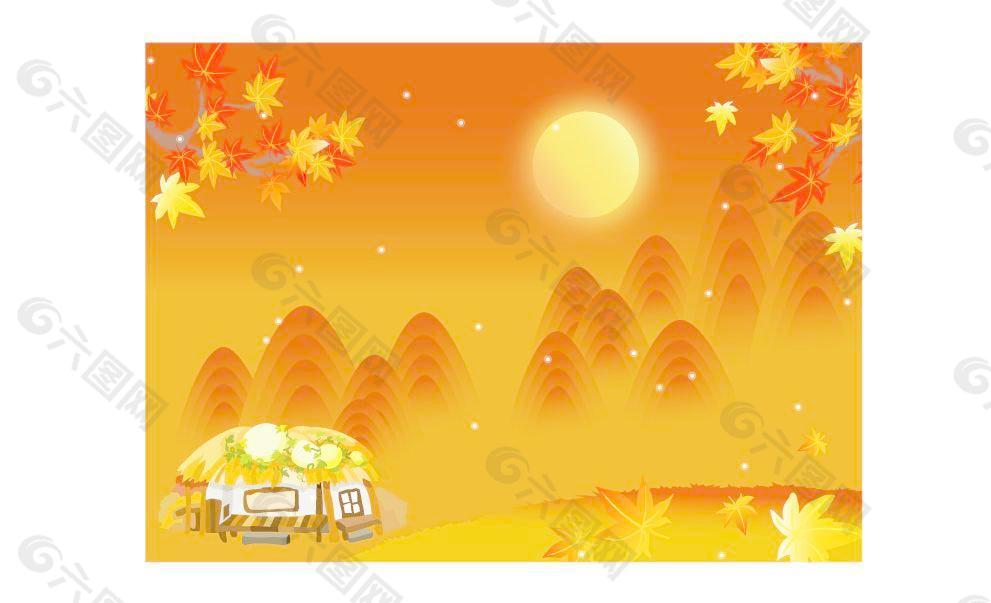 最新韩国秋天风景矢量图48