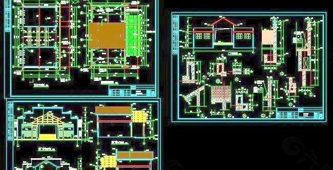 全套中式特色小区门楼建筑施工图