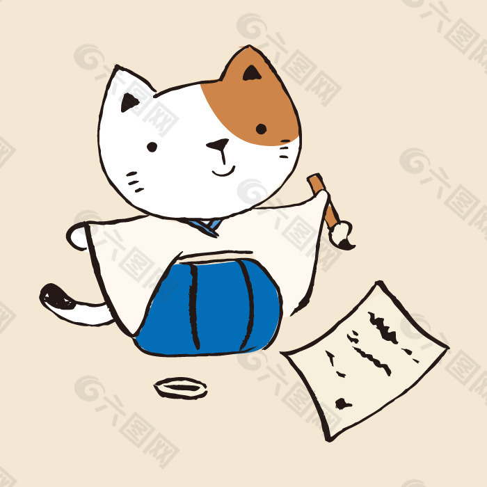 印花矢量图 卡通 卡通动物 猫 招财猫专题 免费素材