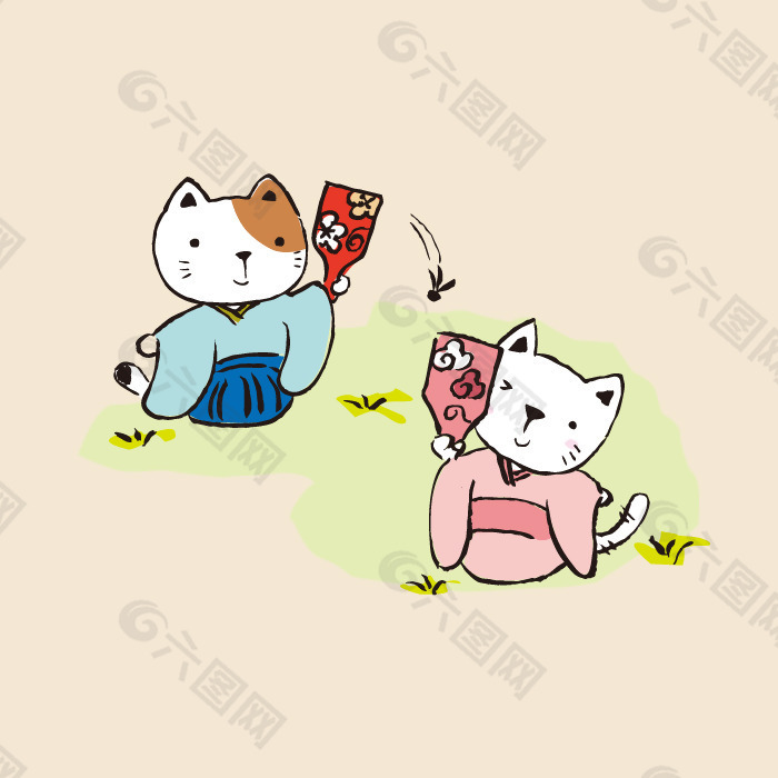 印花矢量图 卡通 卡通动物 猫 招财猫专题 免费素材