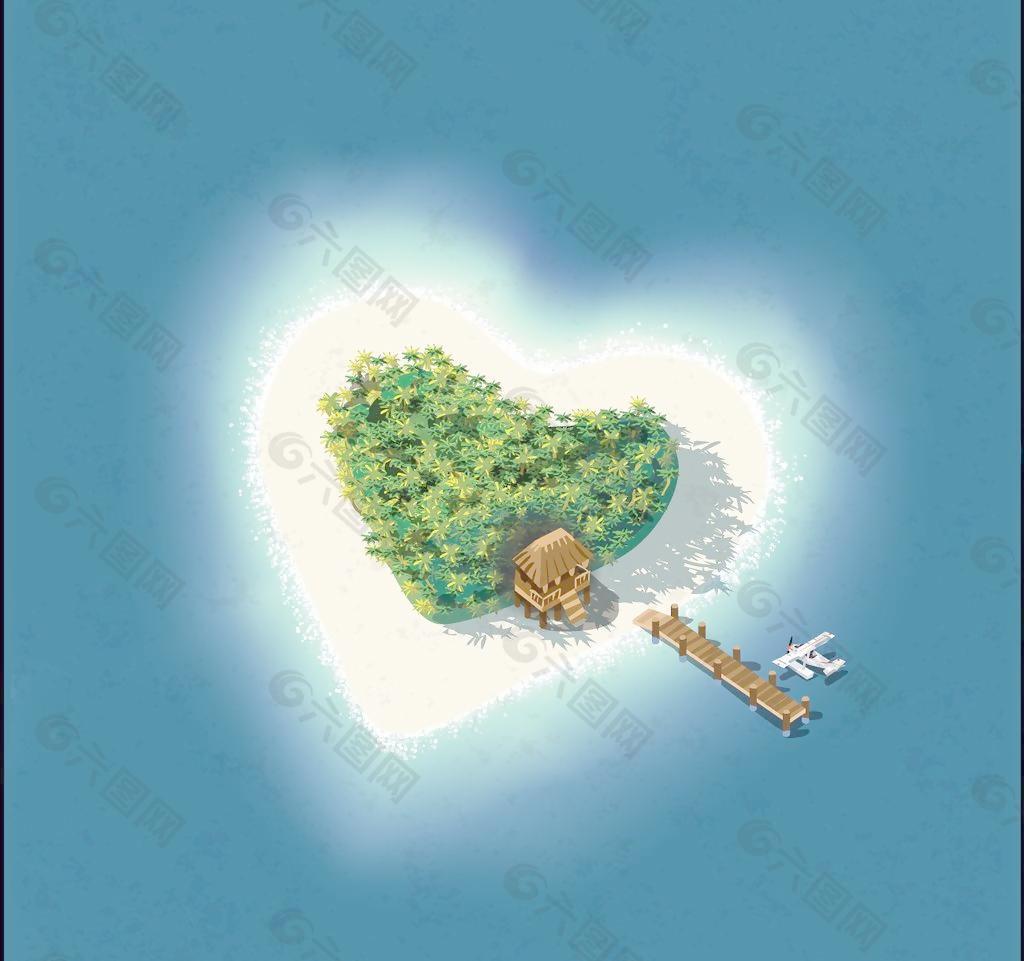 心型海岛图片
