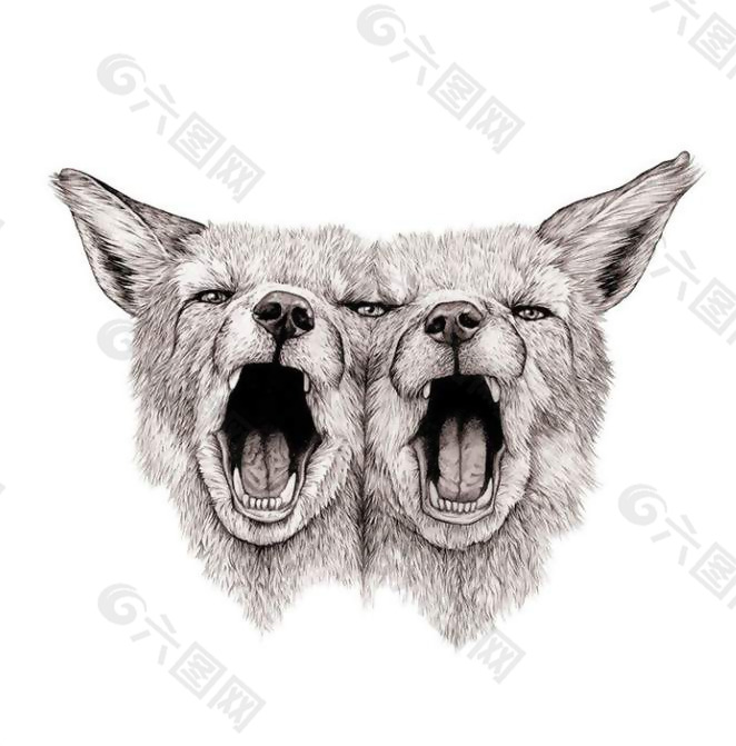位图 艺术效果 手绘 动物 狼 免费素材
