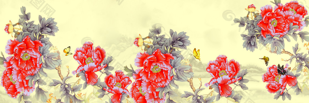 位图 植物图案 写意花卉 花朵 牡丹花 免费素材