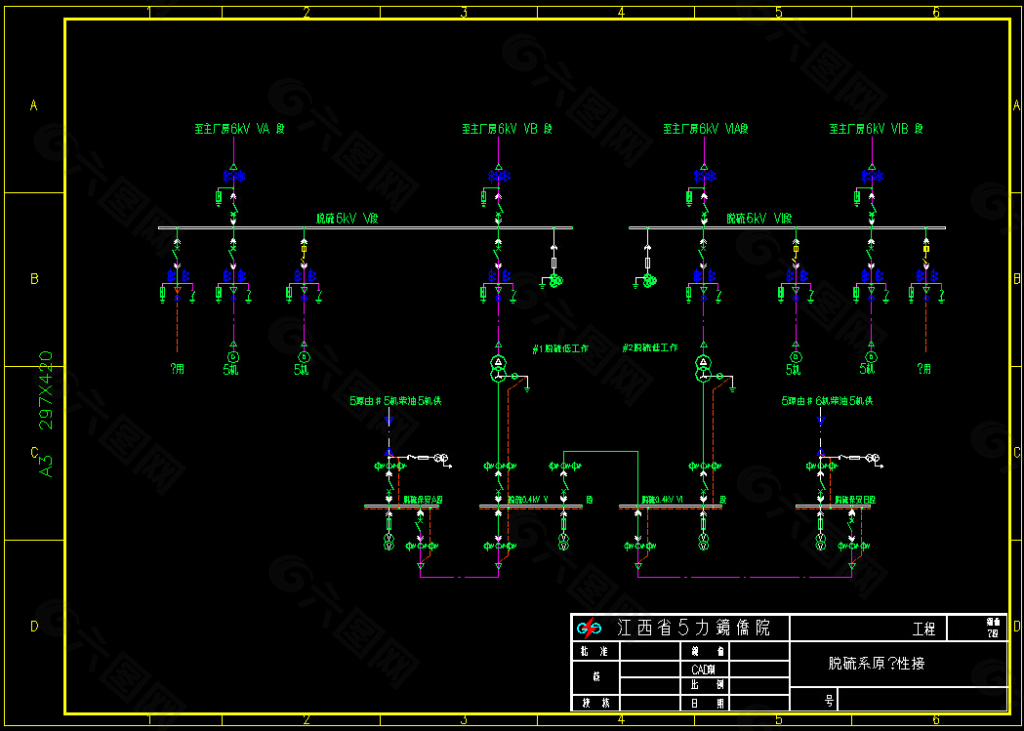 烟气脱硫电气系统图CAD图纸
