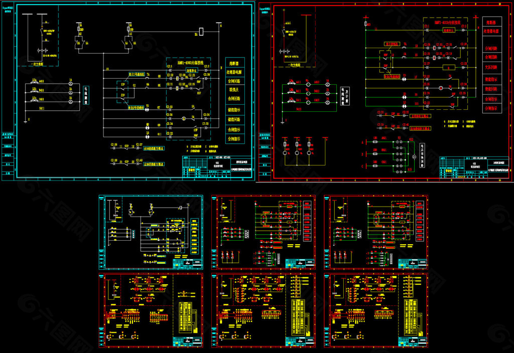 双进线与母联柜互锁原理接线图CAD图纸