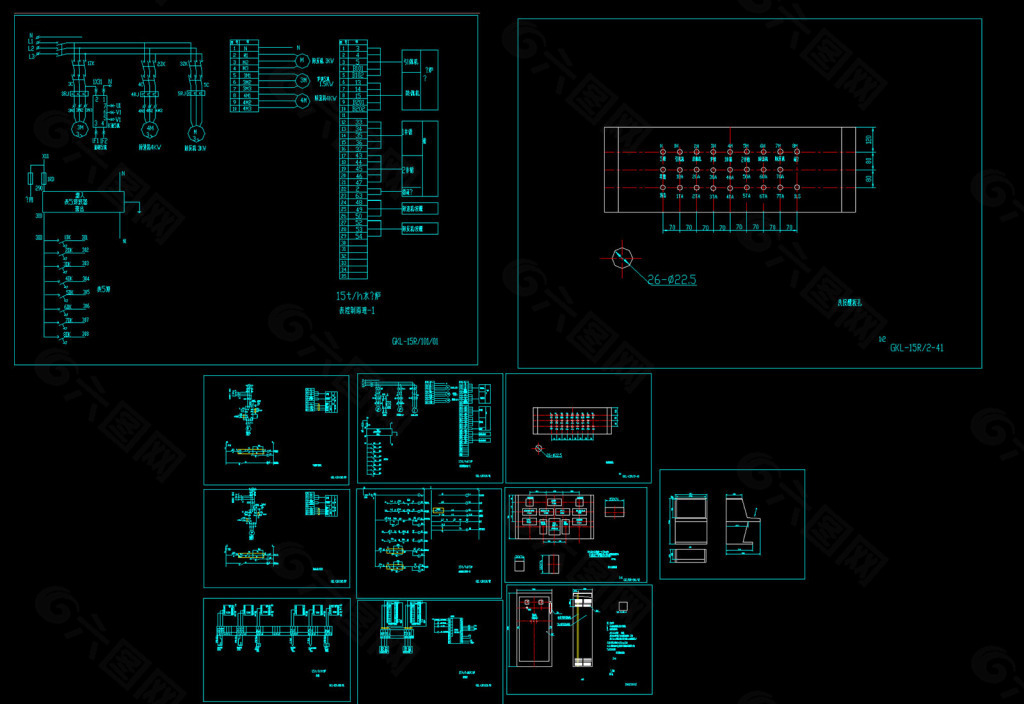 热水锅炉全套电气控制原理图CAD图纸
