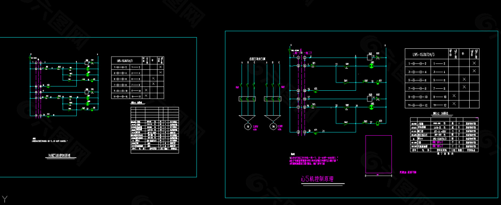 电机一用一备二次接线图CAD图纸