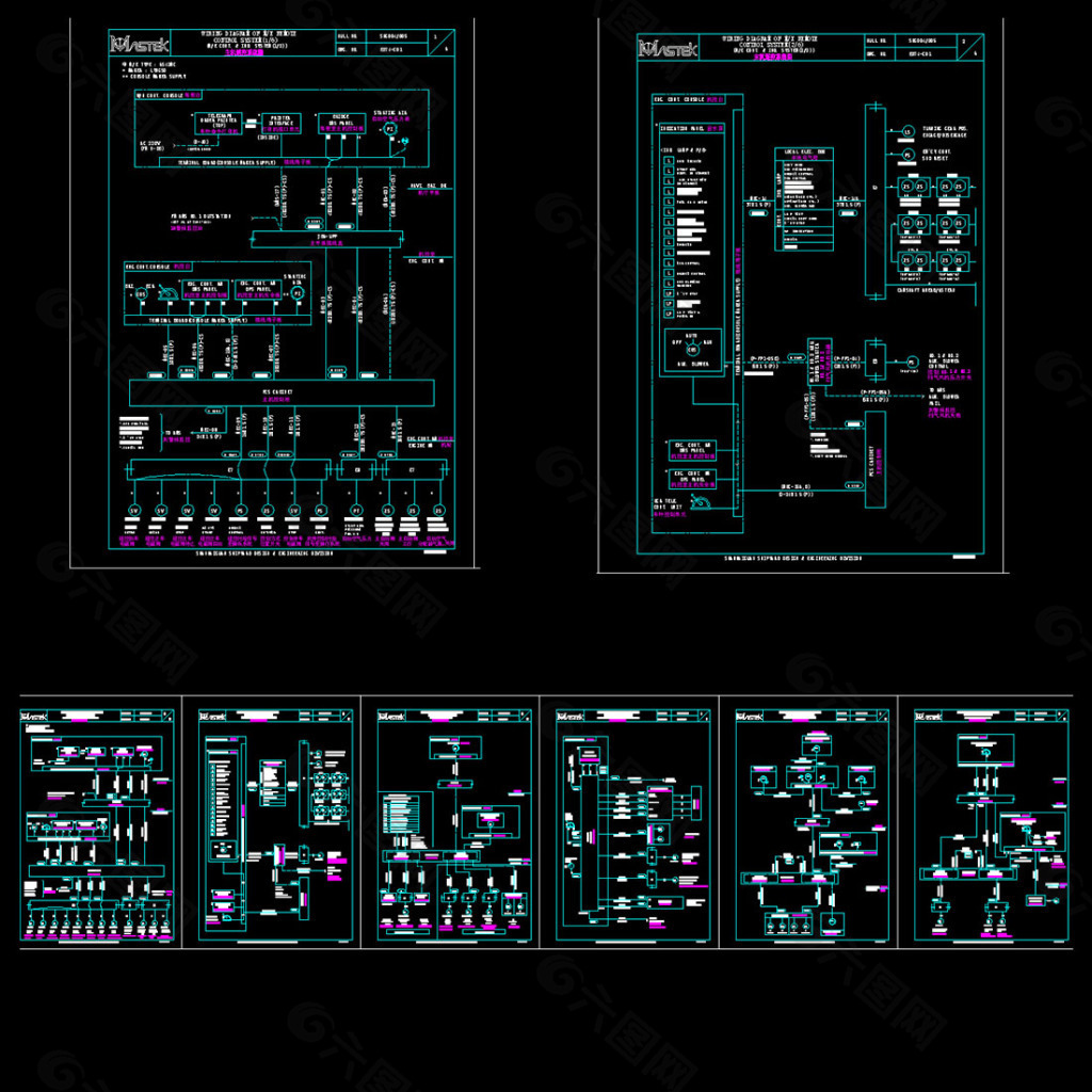 船舶主机遥控电气系统图CAD图纸