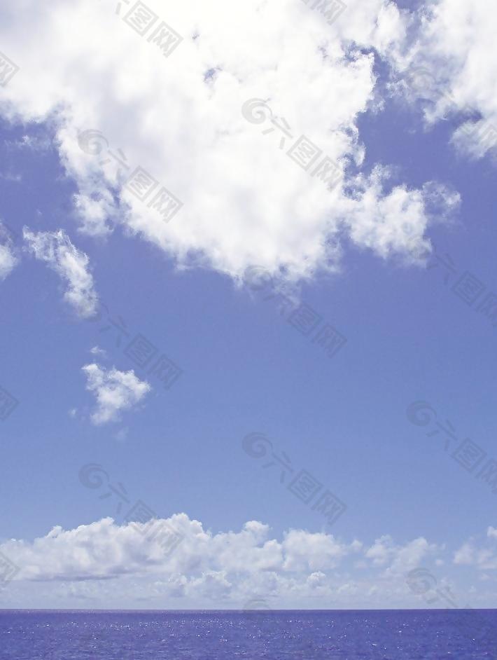 蓝天白云 大海图片