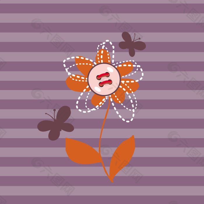 印花矢量图 卡通 植物 花 花朵 免费素材