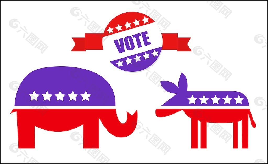 美国选举日的符号矢量图形集