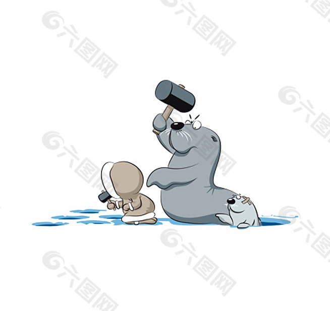 位图 卡通 卡通动物 海狮 免费素材