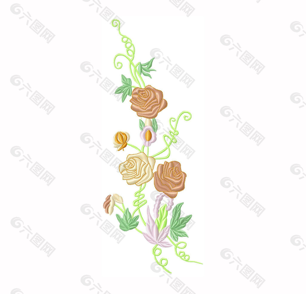绣花 植物图案 花朵 高清 免费素材