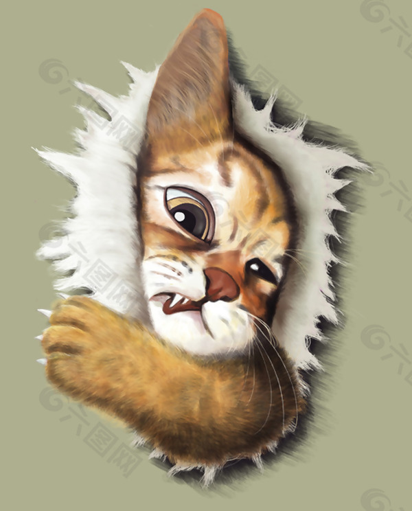 位图 可爱卡通 卡通动物 猫 色彩 免费素材