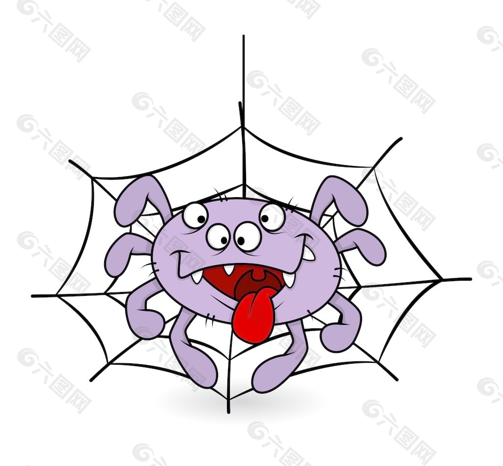 有趣的蜘蛛的舌头-万圣节插画矢量