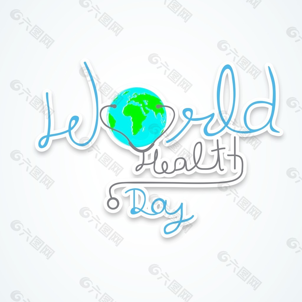摘要世界卫生日的概念 在灰色的背景和世界时尚文本