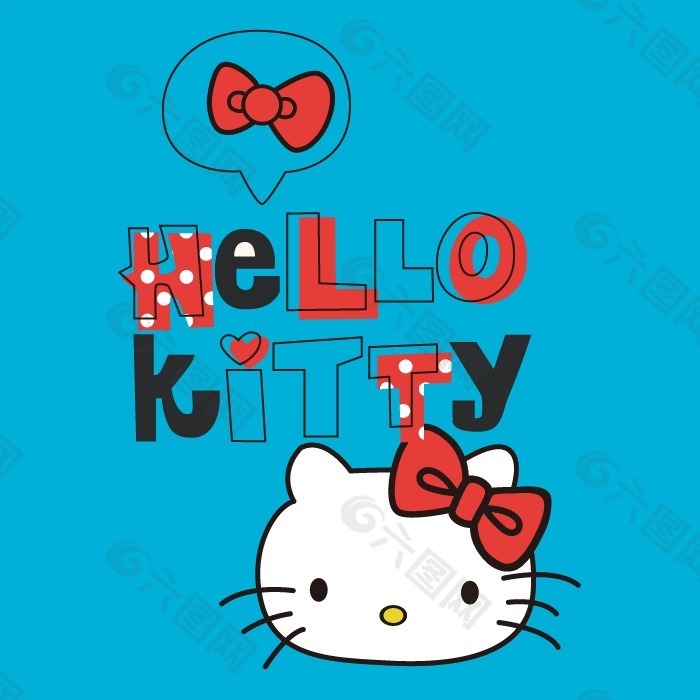 印花矢量图 可爱卡通 卡通动物 KT猫 Hello 免费素材