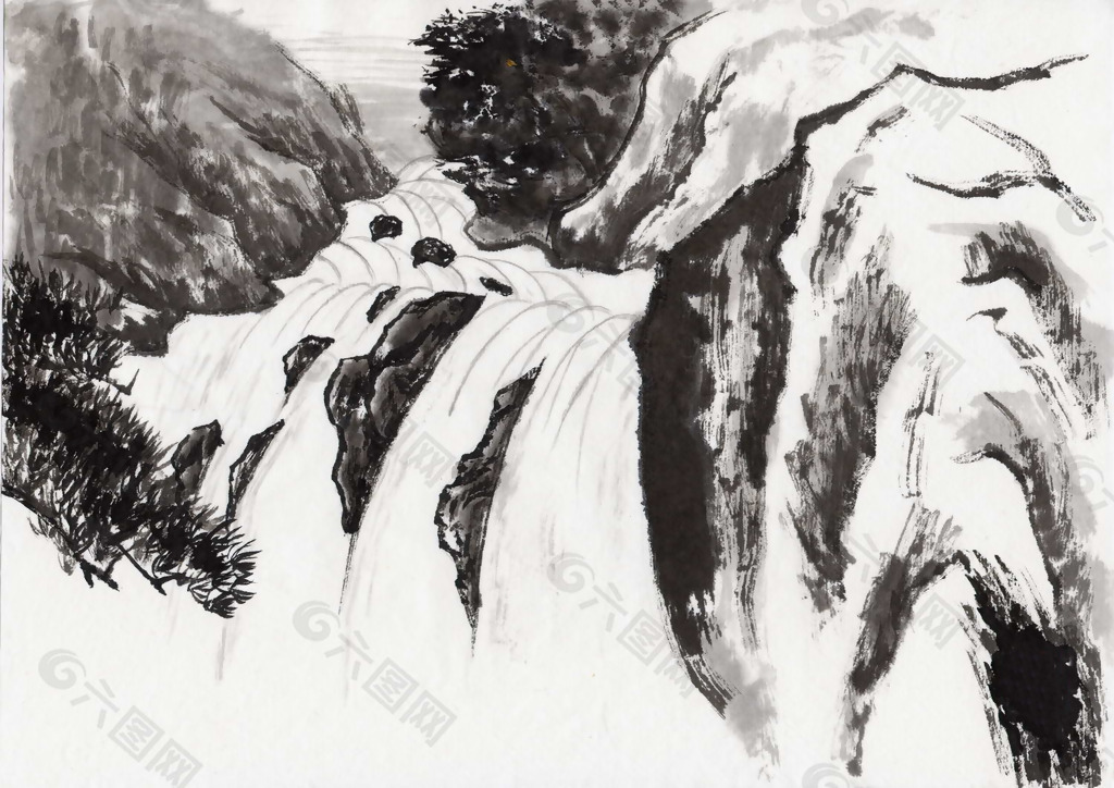 位图 艺术效果 水墨画 中国风 自然景色 免费素材