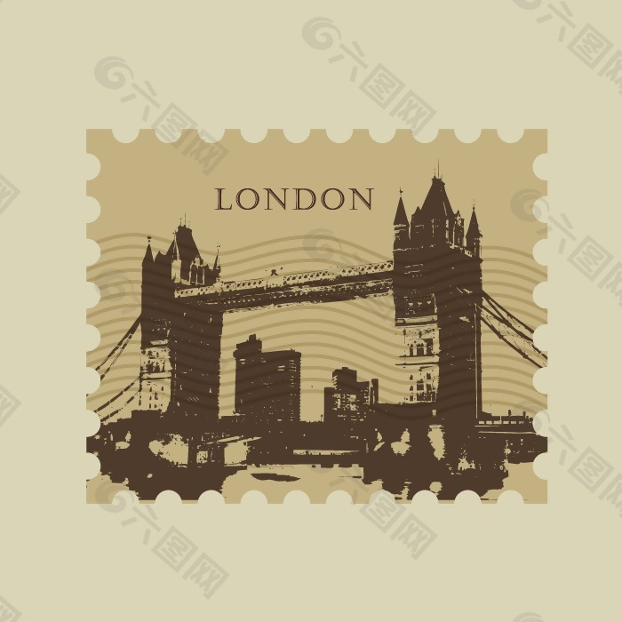 印花矢量图 建筑风景 名胜古迹 伦敦 伦敦塔桥 免费素材