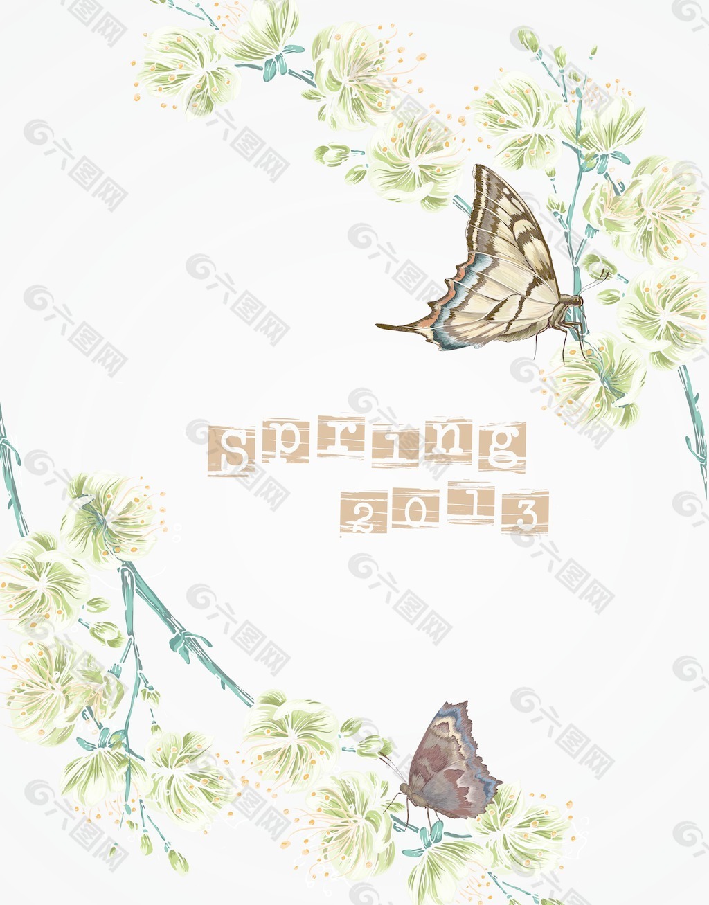 蝴蝶花的背景矢量插图