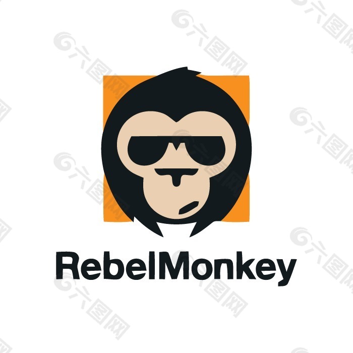 印花矢量图 徽章标记 动物头像 猴子 文字 免费素材