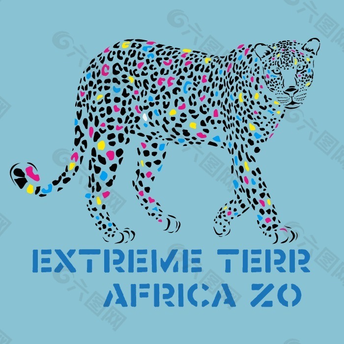 印花矢量图 动物 豹子 斑点 水彩 免费素材