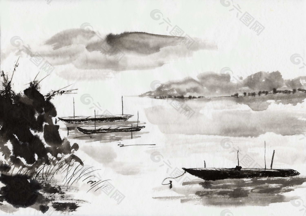 位图 艺术效果 水墨画 中国风 自然景色 免费素材