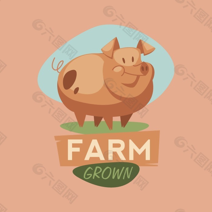 印花矢量图 可爱卡通 卡通动物 猪 农场 免费素材