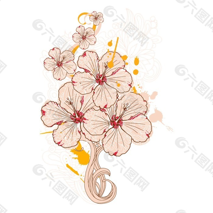 印花矢量图 T恤图案 植物 花朵 色彩 免费素材