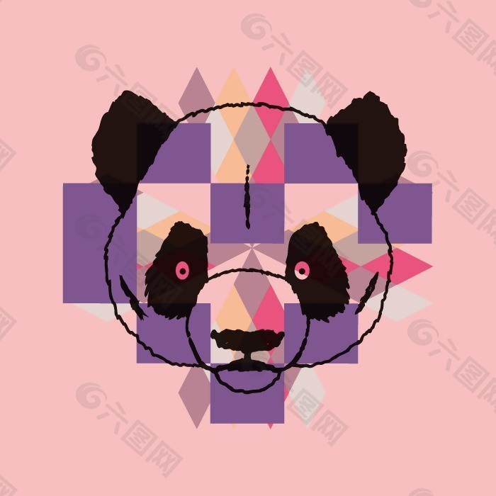 印花矢量图 T恤图案 动物头 动物 熊猫 免费素材