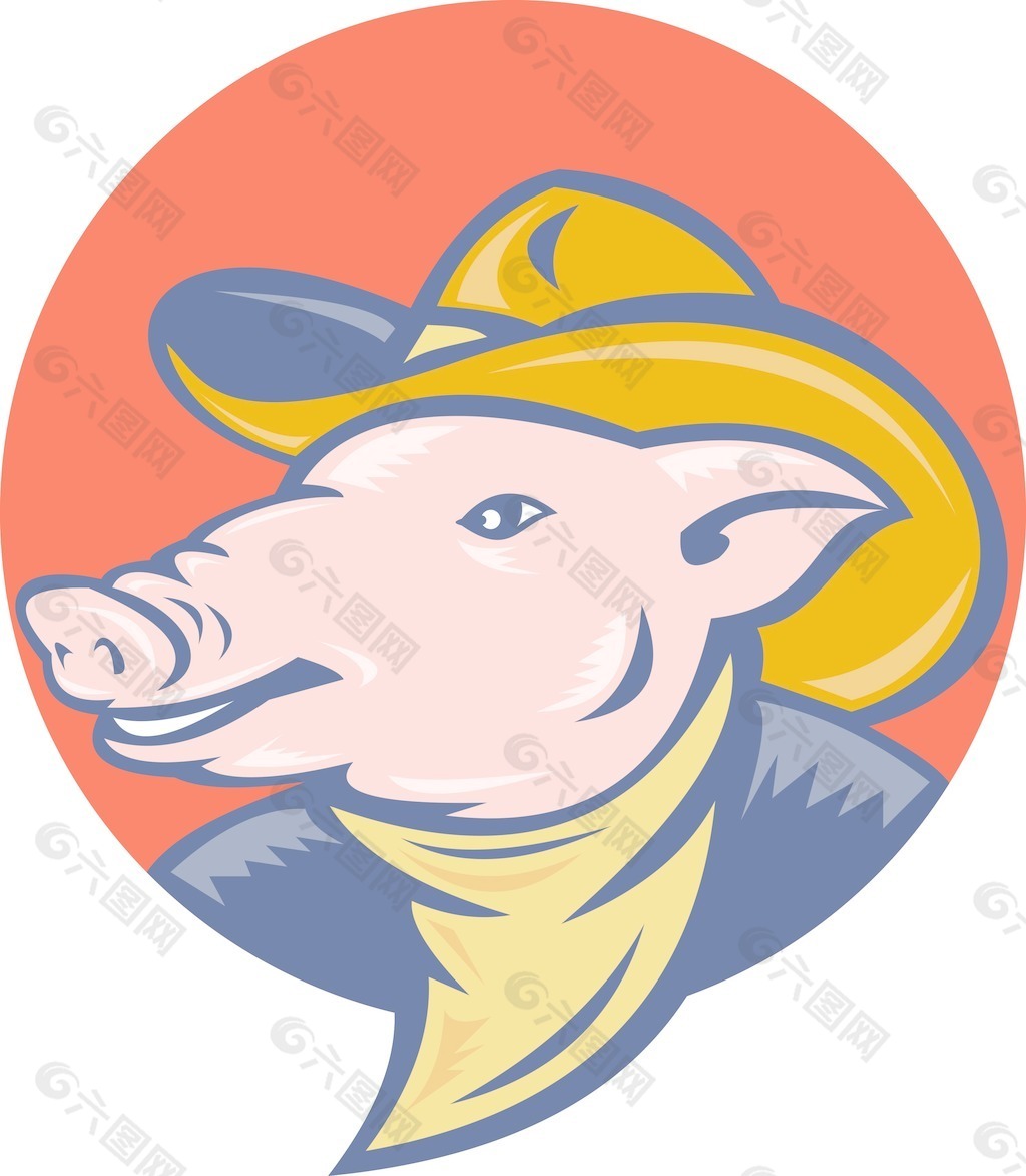 猪牛仔帽子和头巾