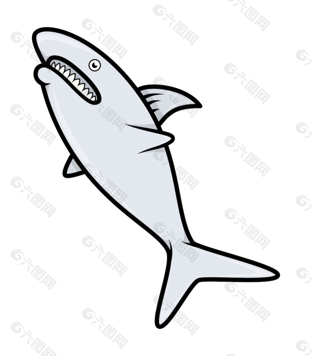 鲨鱼卡通插画矢量