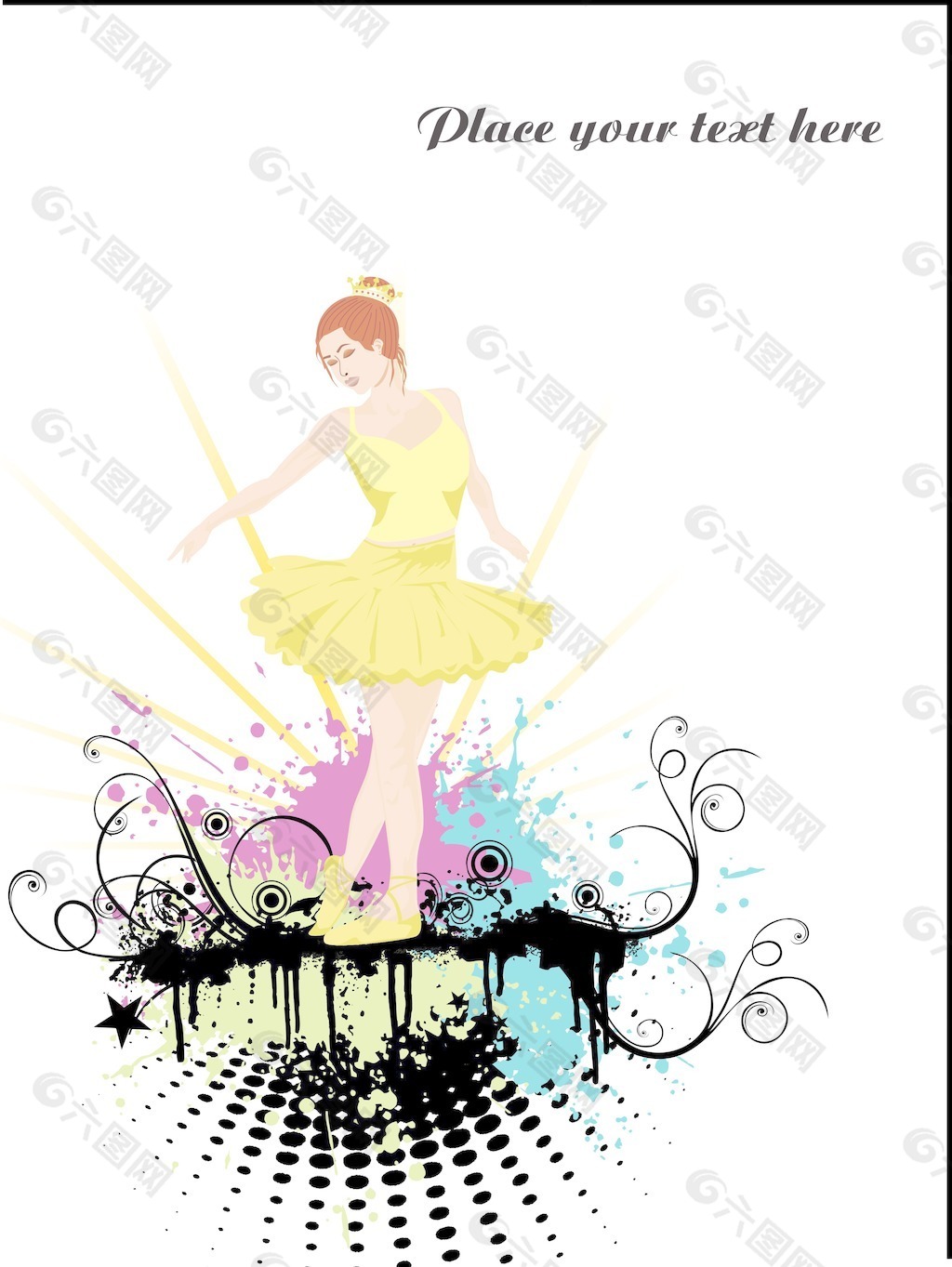在漂亮的黄色舞蹈服饰的女孩壁纸